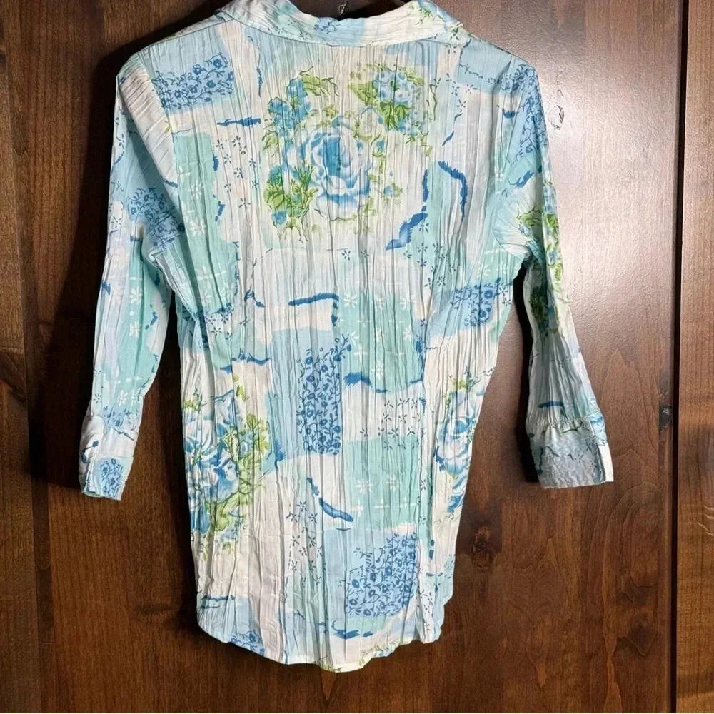 Vintage Lemon Grass Studio Blouse Womens Size S button down watercolor floral - Picture 7 of 7